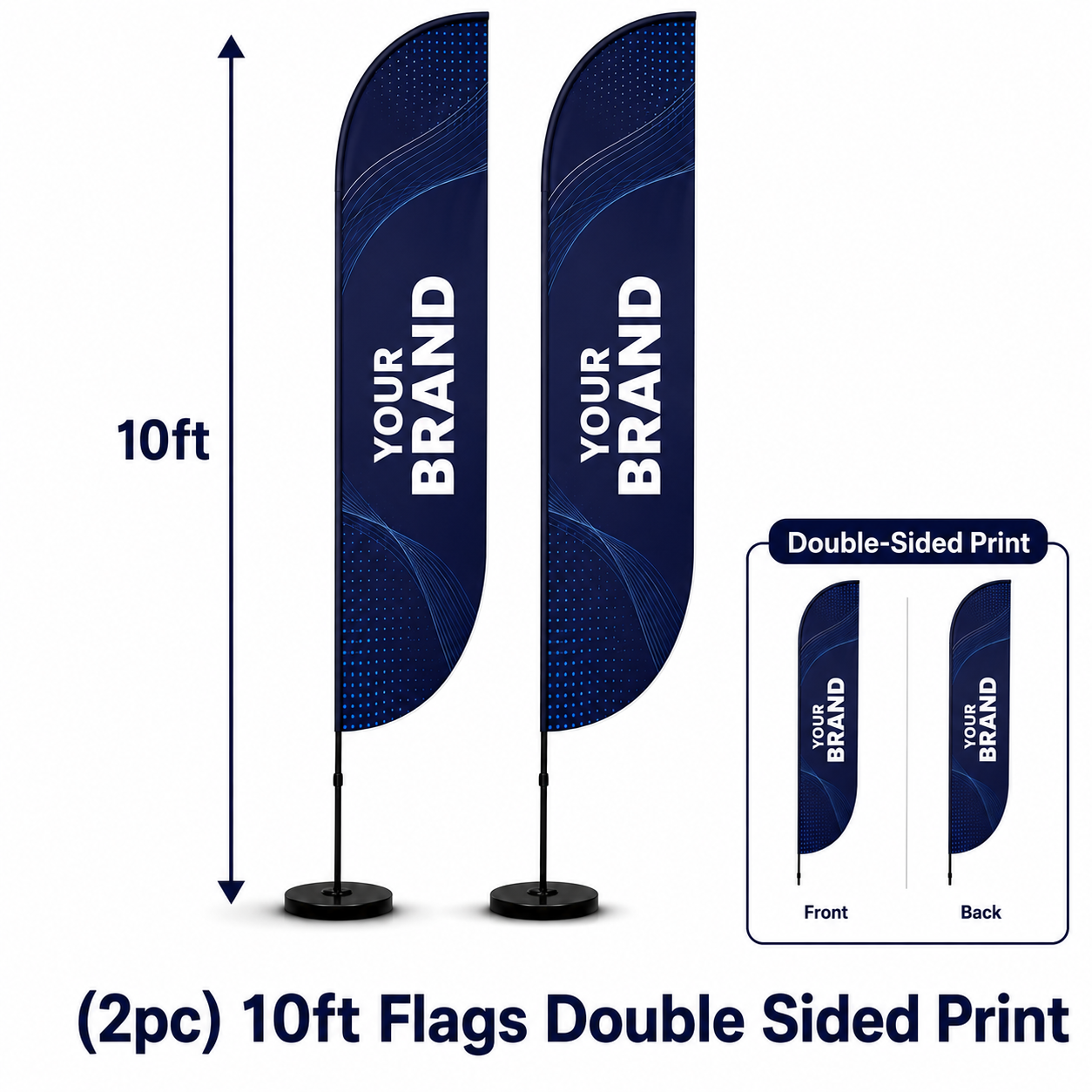 (2pc) 10ft Flags Double Sided Print