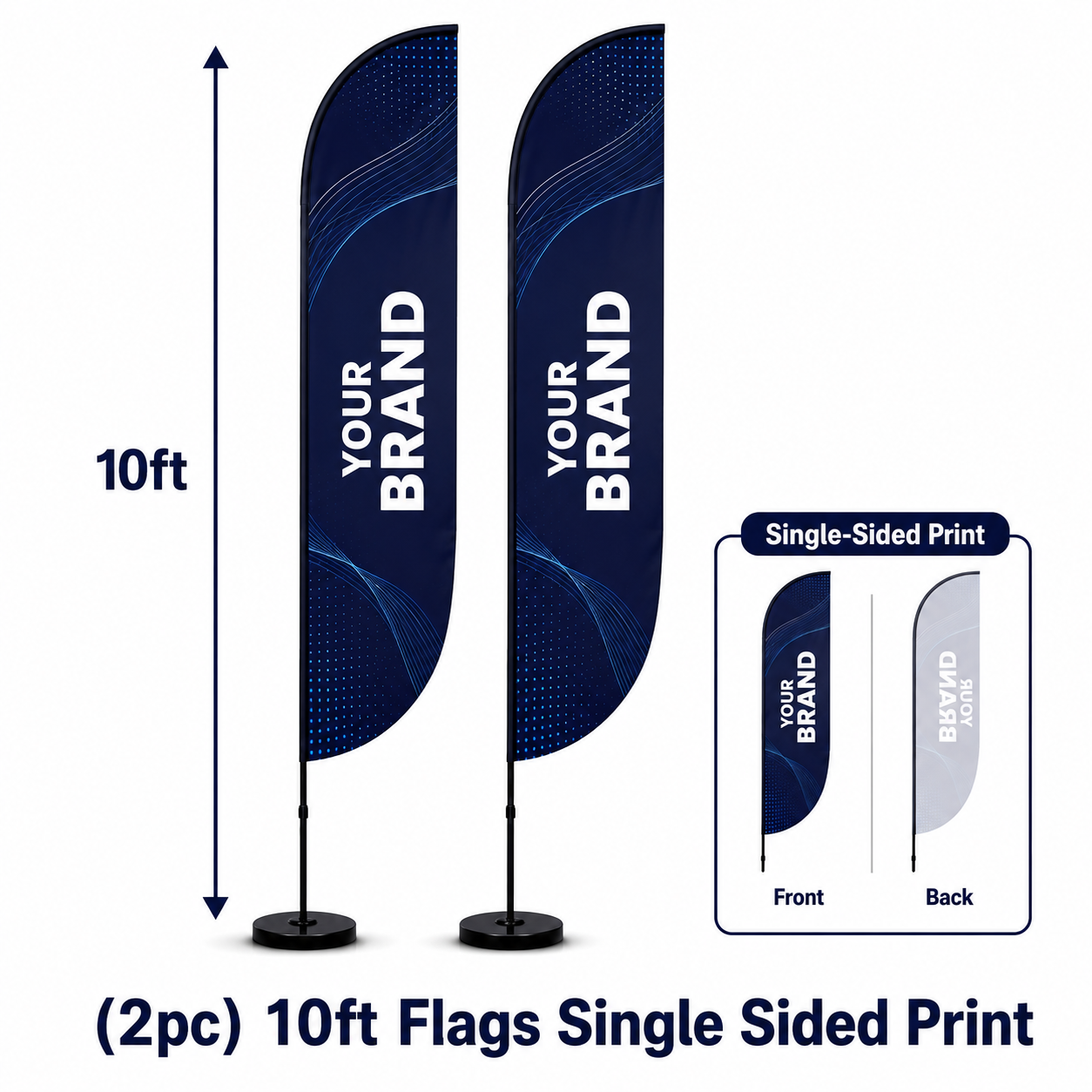(2pc) 10ft Flags Single Sided Print