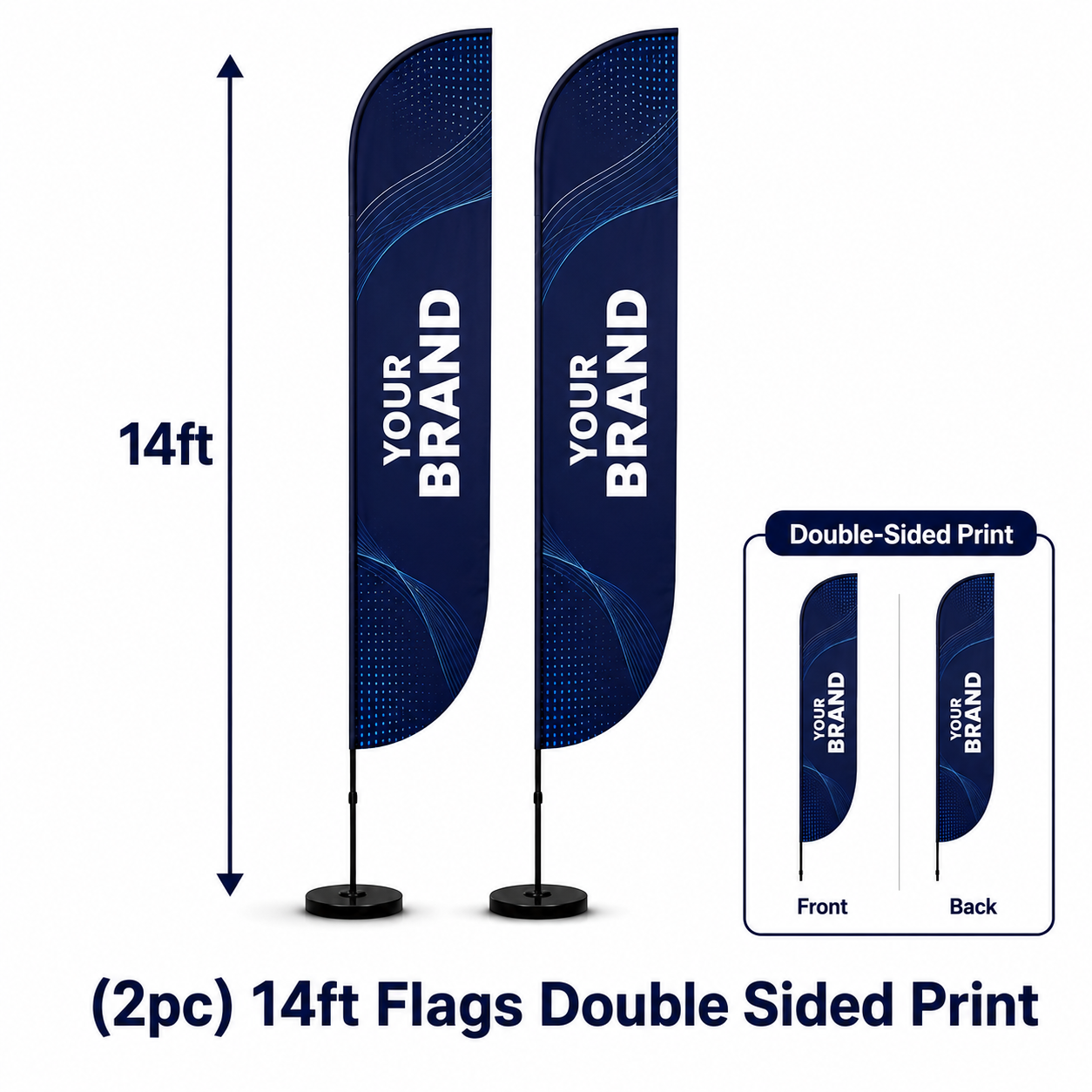 (2pc) 14ft Flags Double Sided Print