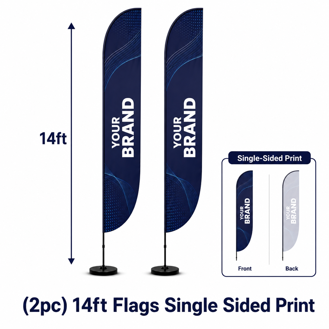 (2pc) 14ft Flags Single Sided Print