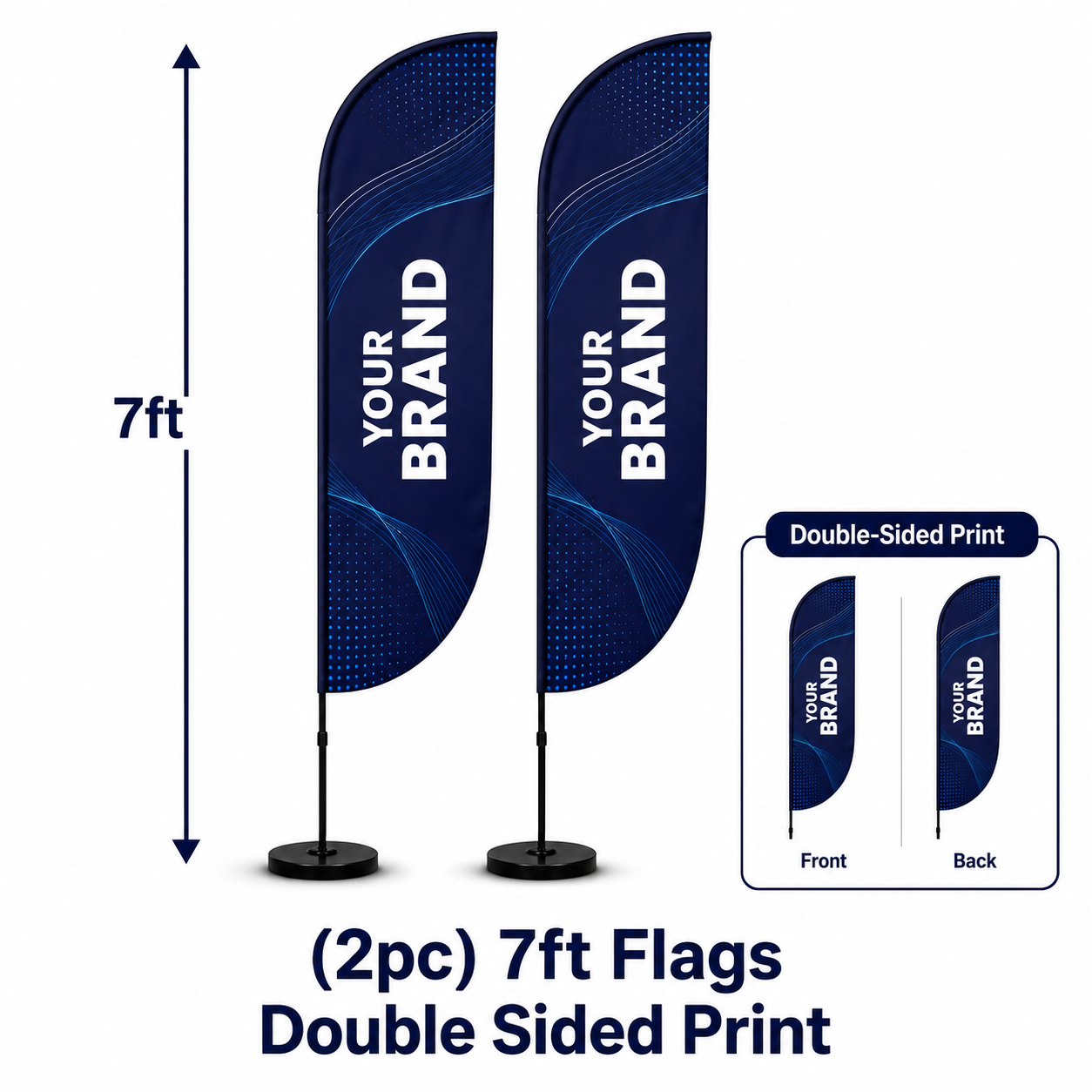 (2pc) 7ft Flags Double Sided Print