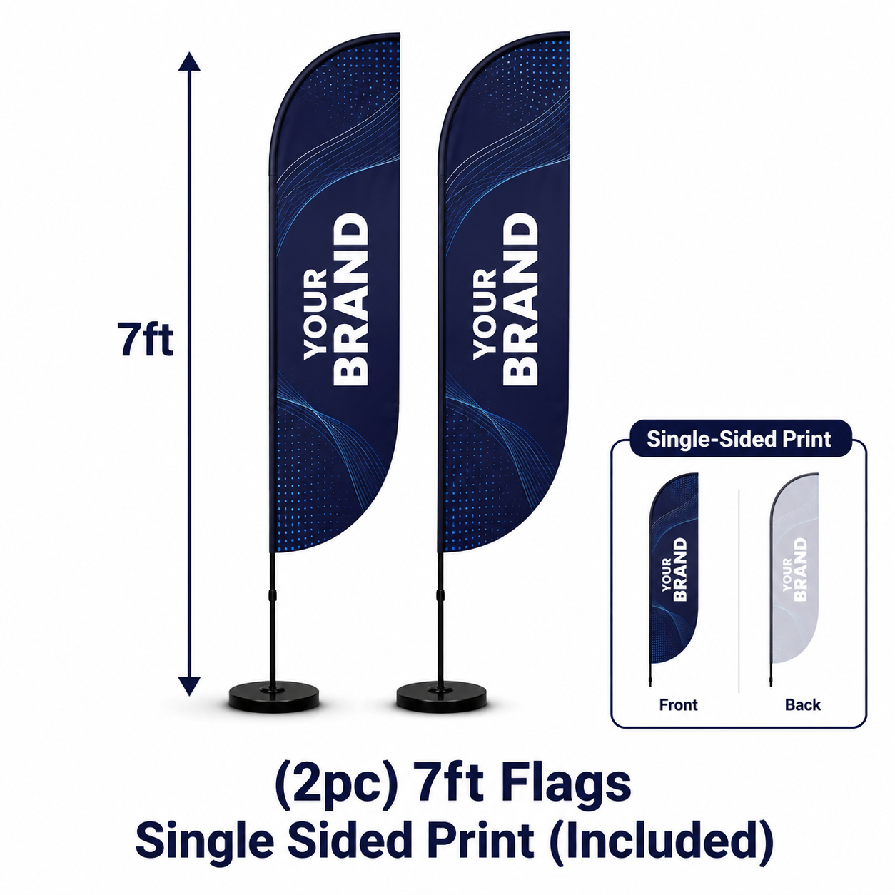 (2pc) 7ft Flags Single Sided Print